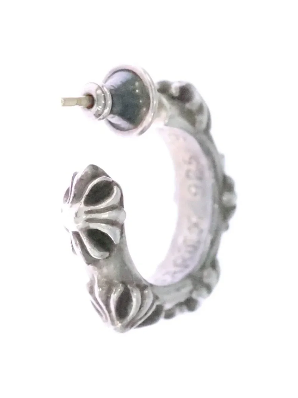 Chrome Hearts Hoop Cross Band Earrings Silver